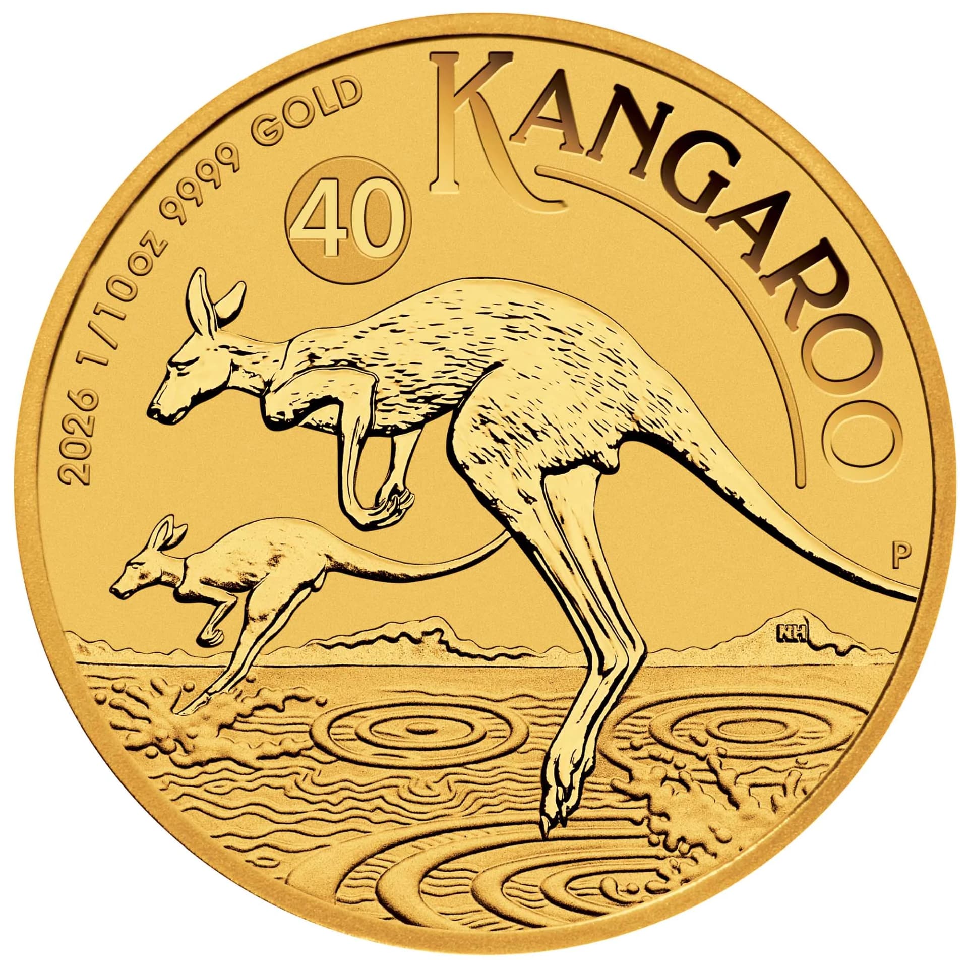 1/10 oz Australian Kangaroo Gold Coin | 2026 — reverse
