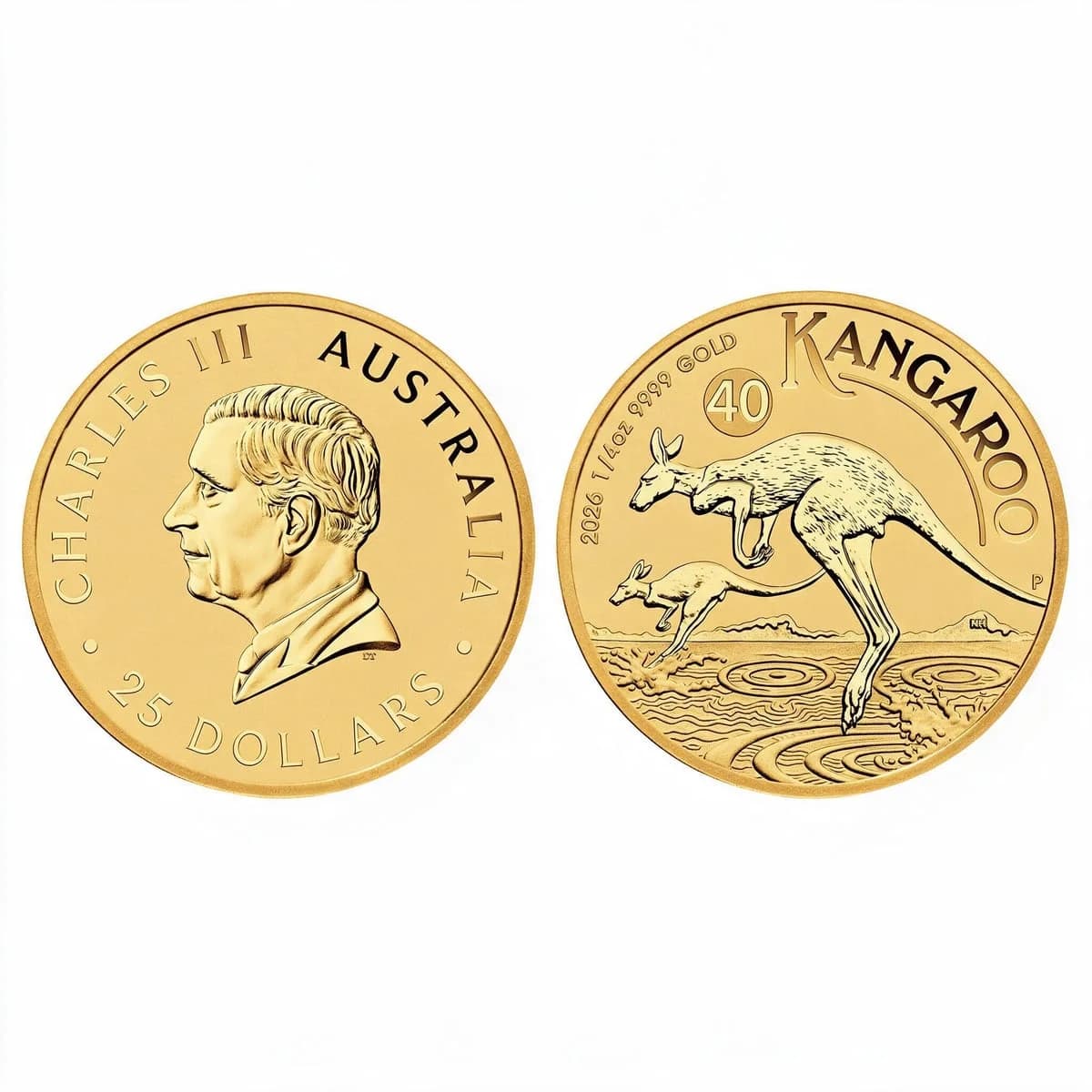 1/4 oz Australian Kangaroo Gold Coin | 2026 — both sides