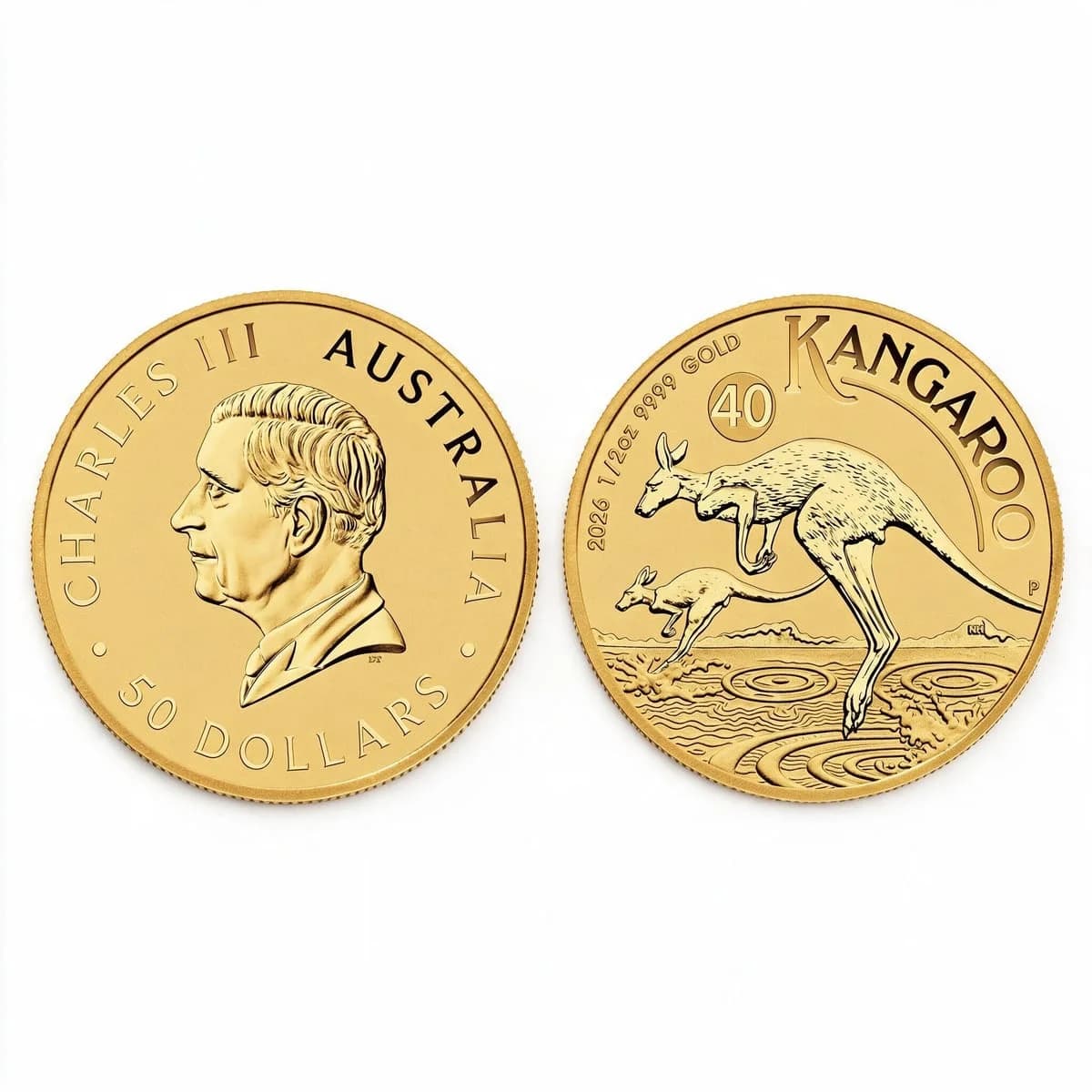 1/2 oz Australian Kangaroo Gold Coin | 2026 — both sides