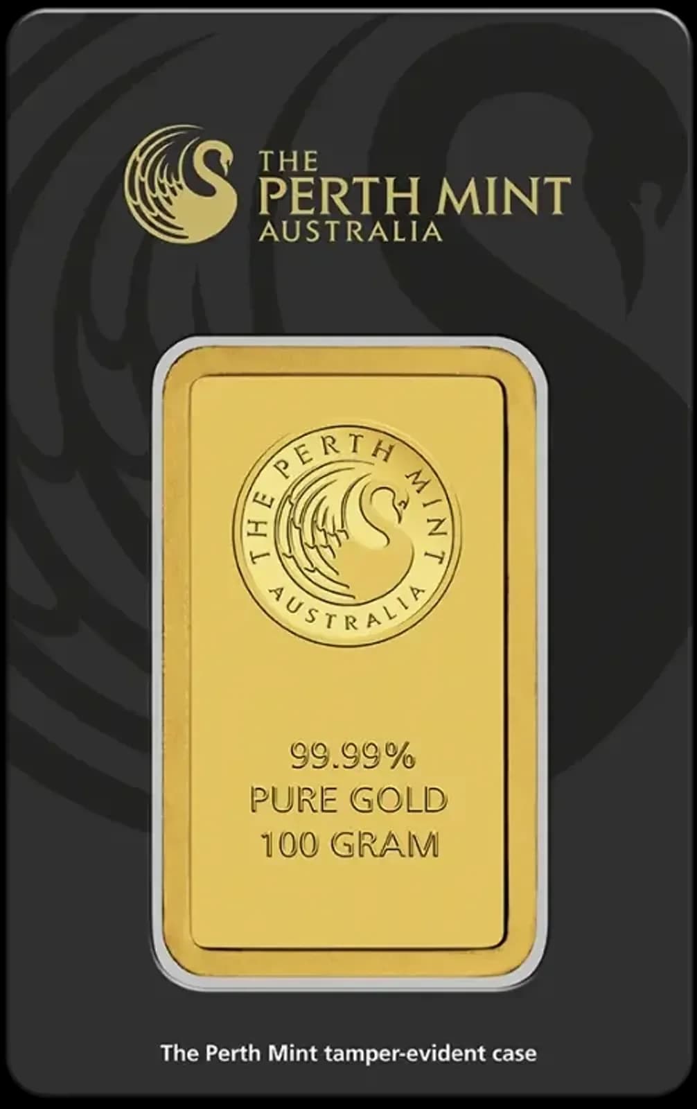 100g Perth Mint Gold Bar .9999 Fine — obverse