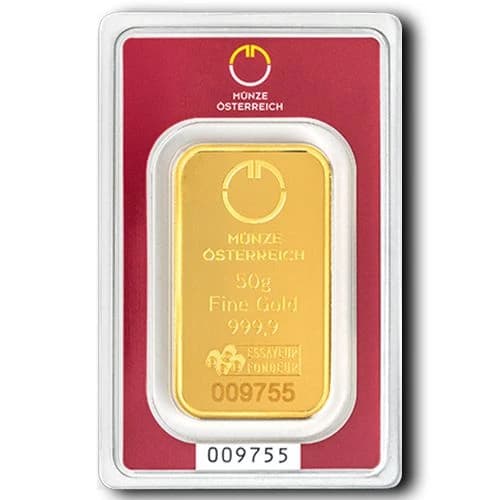 50 gram Gold Austrian Mint Bar — obverse