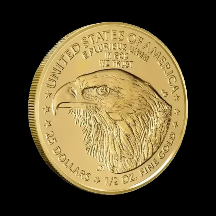 1/2 oz Золотая монета American Eagle | 2026 — реверс и гурт