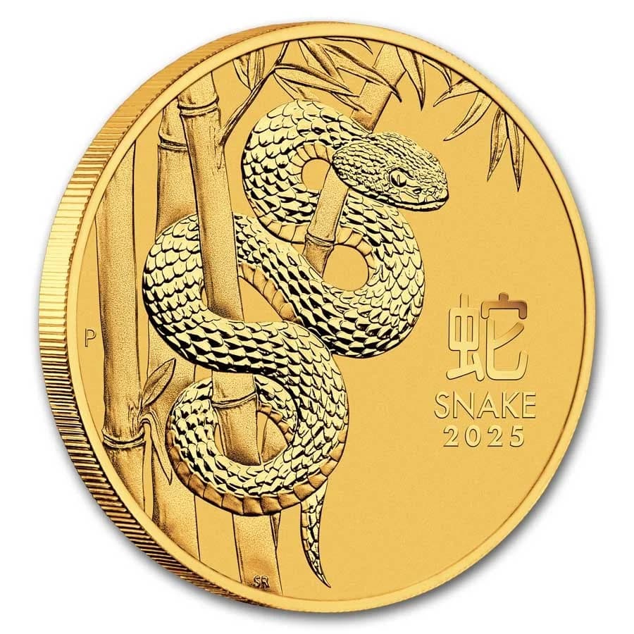 1/2 oz عملة ذهبية Lunar III Year of the Snake | 2025 — الوجه الخلفي والحافة