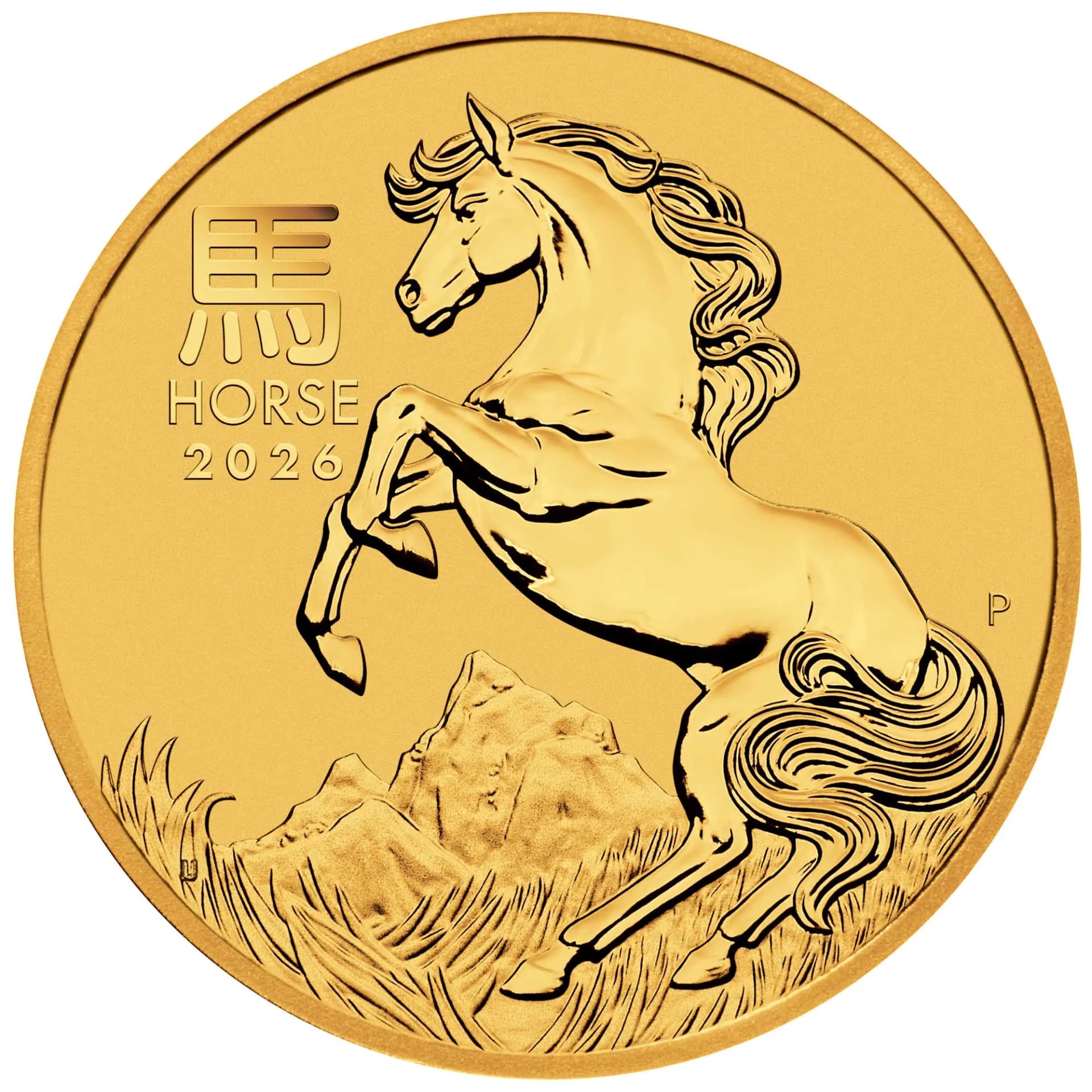 الوجه الخلفي لعملة Lunar Series III الذهبية 2026 (1/2 أونصة): نقاء 9999.