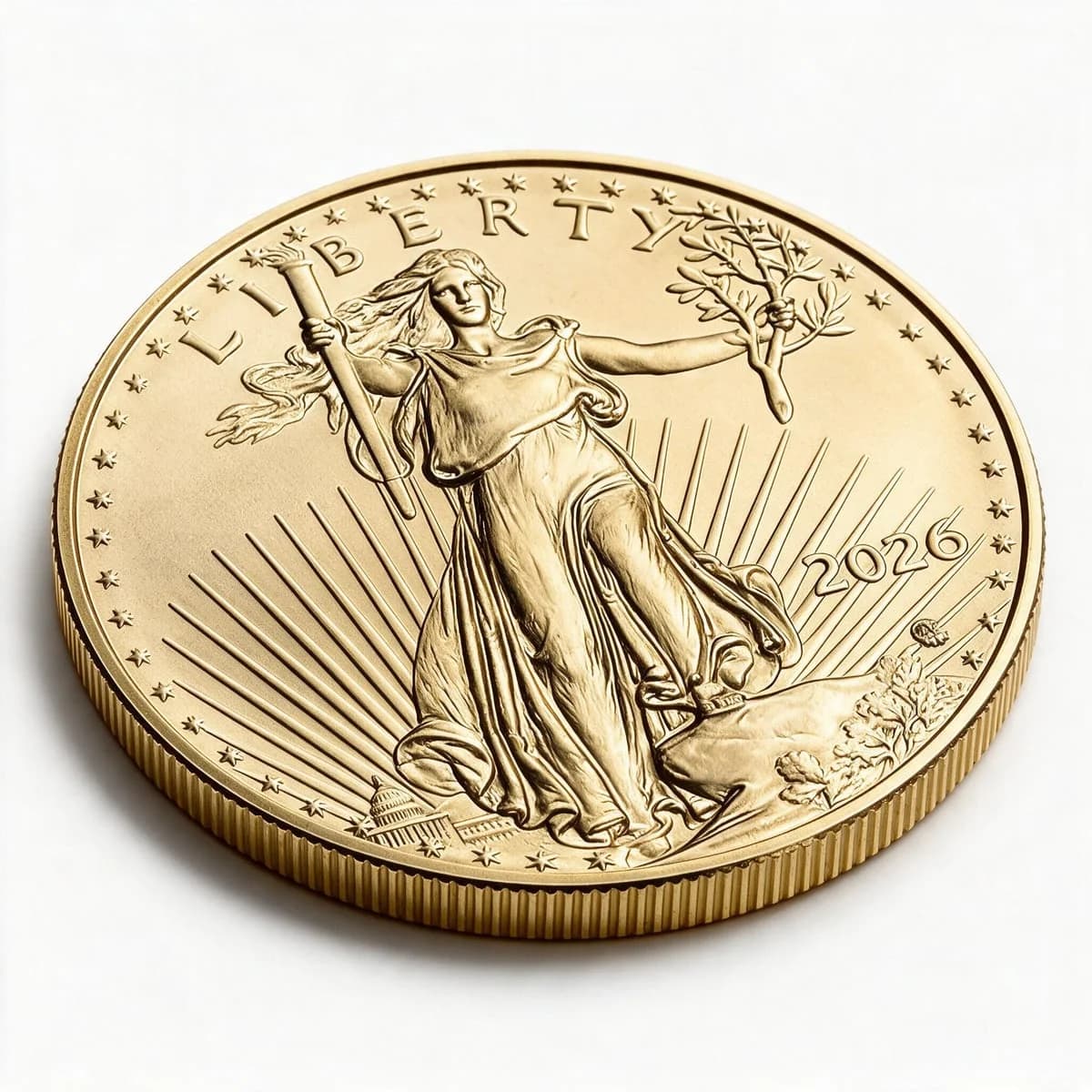 1 oz عملة ذهبية American Eagle | 2026 — الوجه الأمامي والحافة