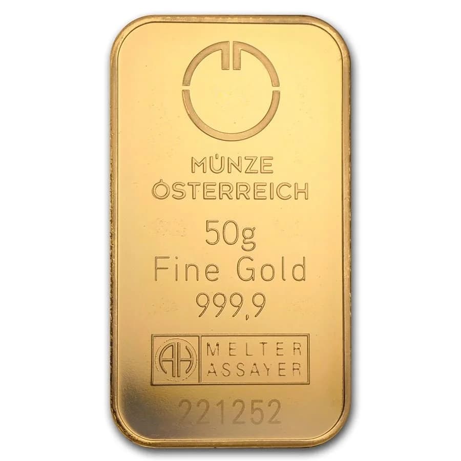 50g Золотой слиток Austrian Mint — аверс