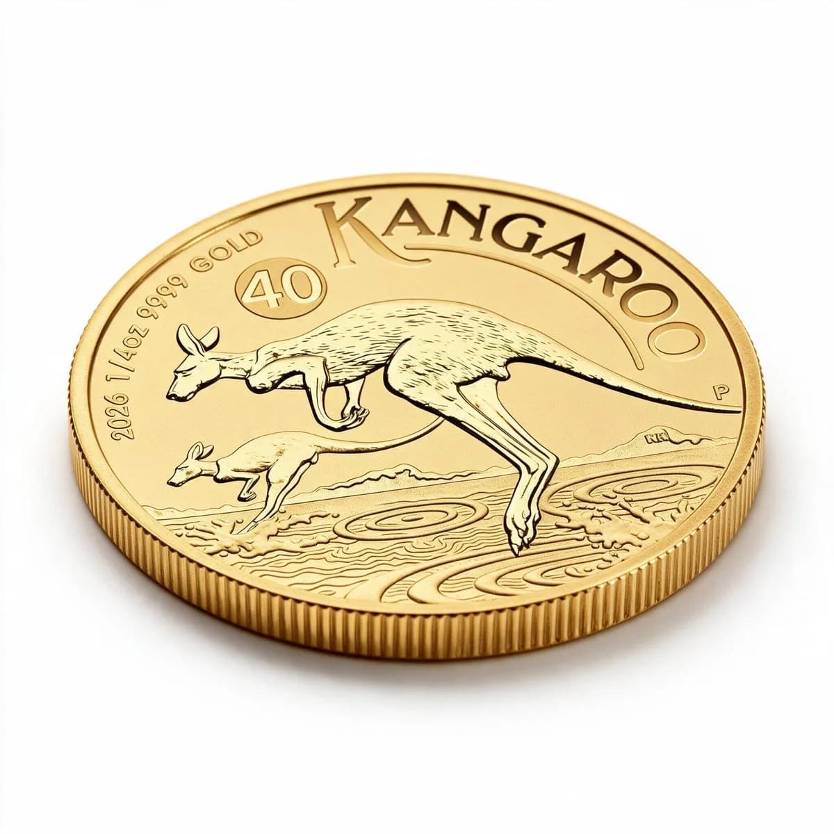 1/4 oz Australian Kangaroo Gold Coin | 2026 — reverse and edge