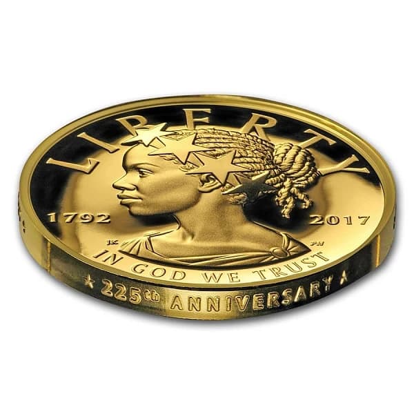 Packaging of the 2017 1 oz gold American Liberty High Relief coin: .9999 fine gold.
