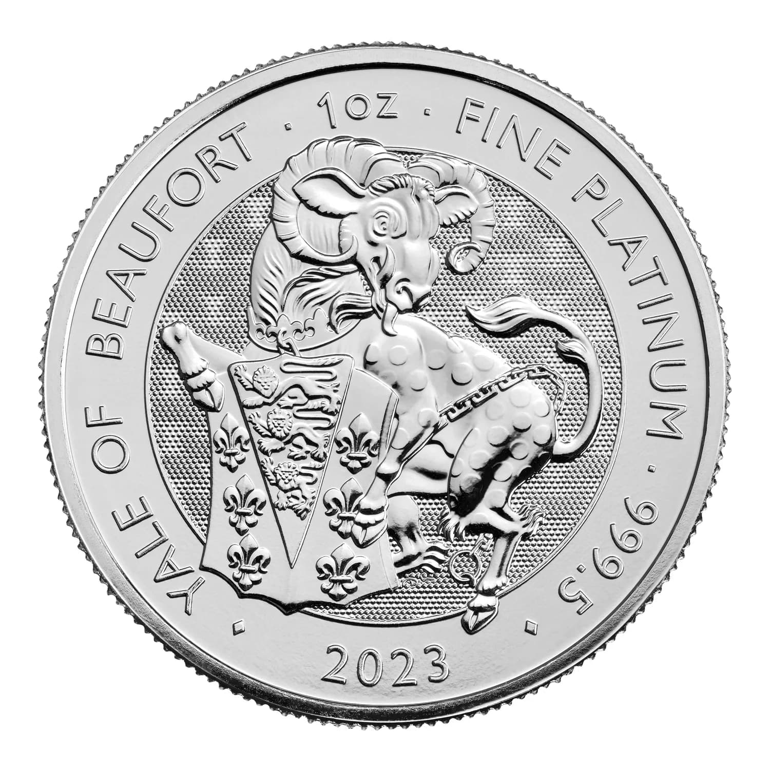 1 oz Royal Tudor Beasts White Yale of Beaufort Platinum Coin | 2023 — reverse