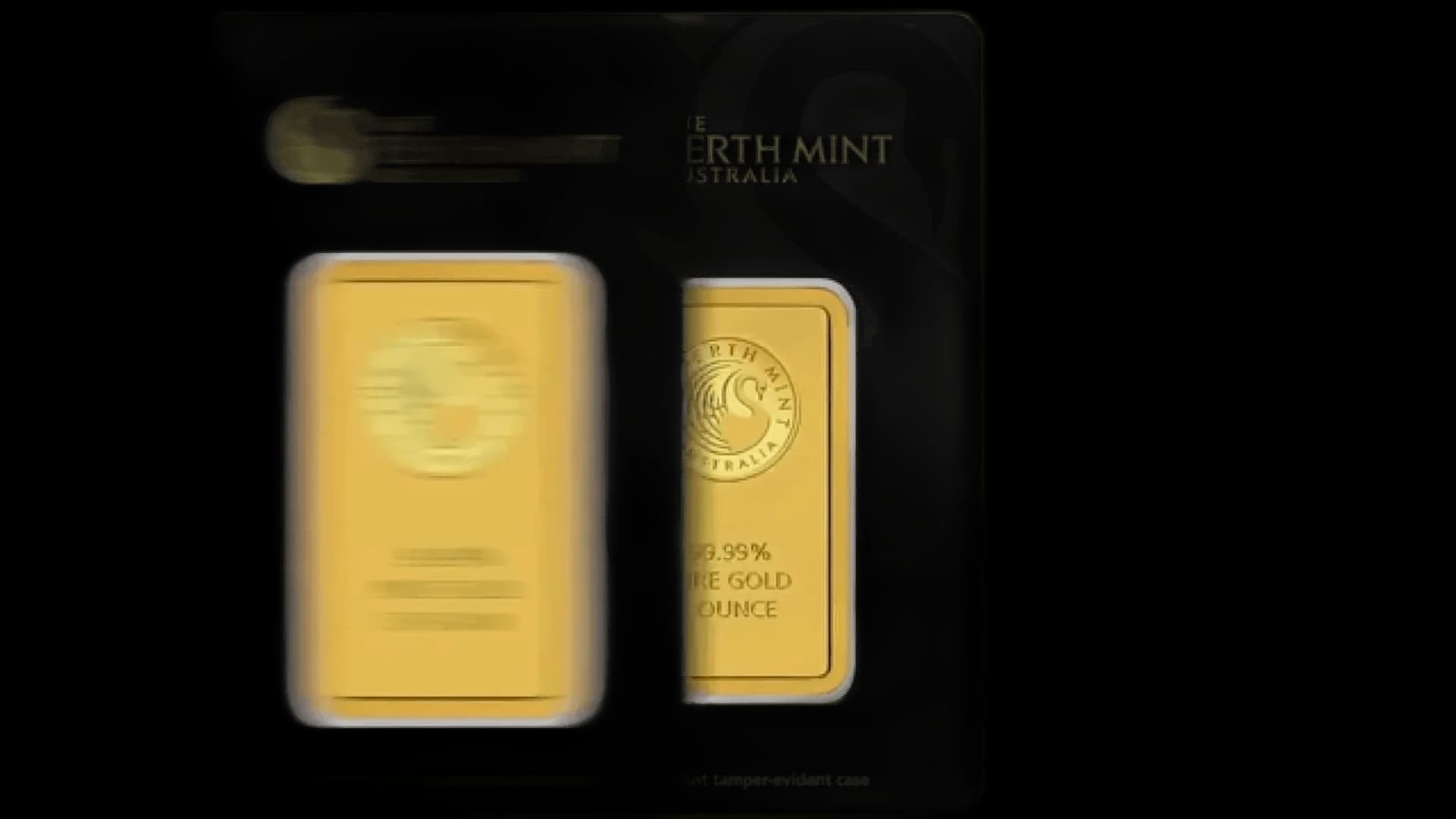 100g Gold Bar Perth Mint — detail close-up