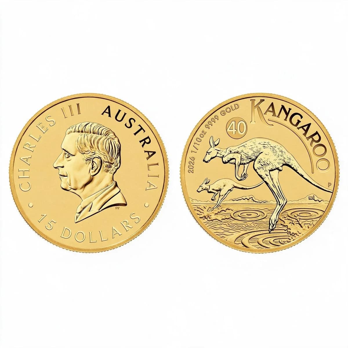 1/10 oz Austraalia Kangaroo kuldmünt | 2026 — both sides