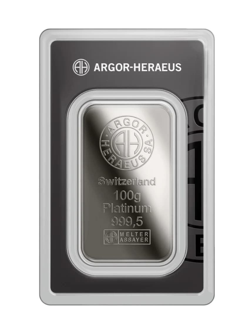 100g Platinum Bar Argor-Heraeus — obverse