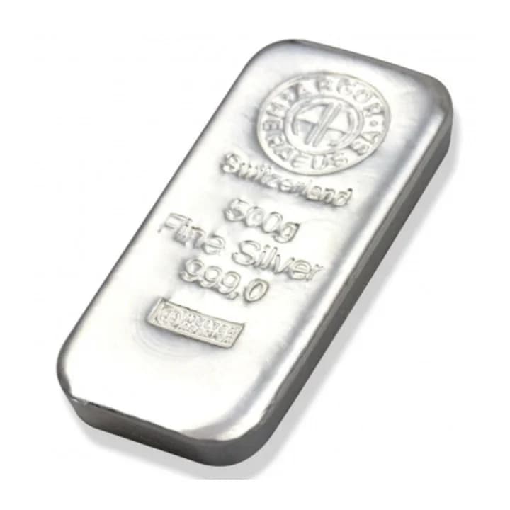 500g Silver Bar Argor-Heraeus — obverse and edge