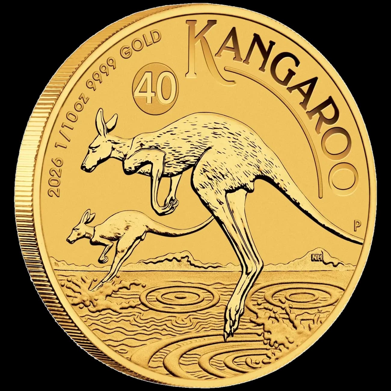 1/10 oz Australian Kangaroo Gold Coin | 2026 — reverse and edge