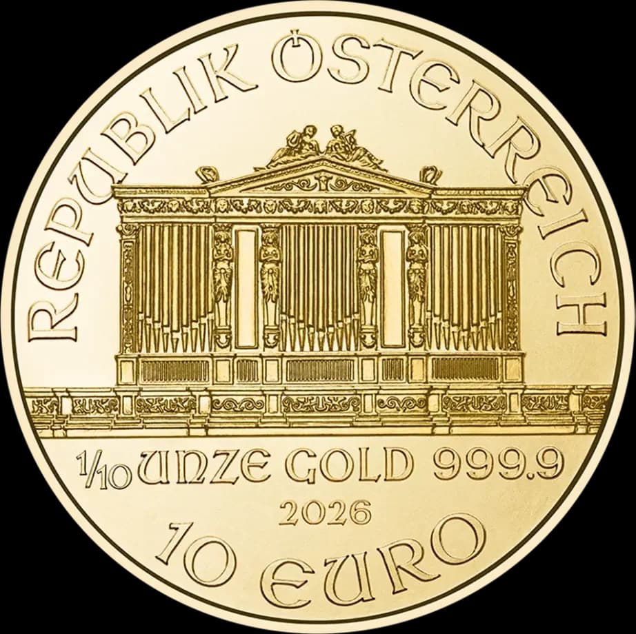 1/10 oz Vienna Philharmonic kuldmünt | 2026 — obverse
