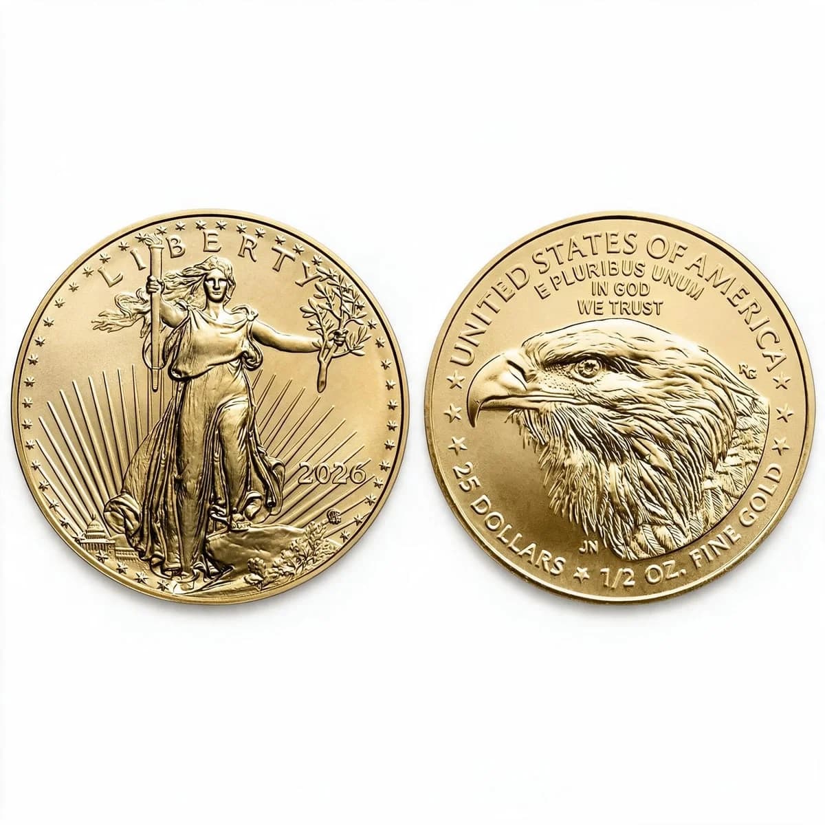 1/2 oz American Gold Eagle kuldmünt | 2026 — both sides