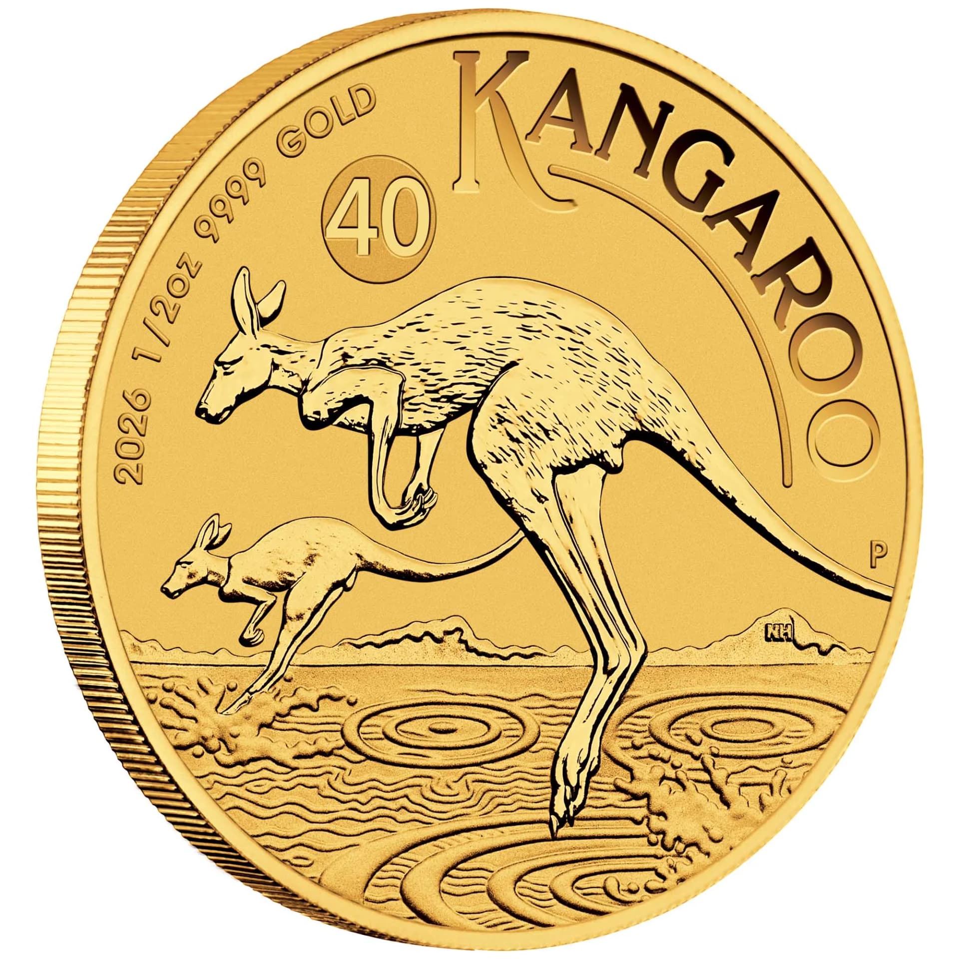 1/2 oz Australian Kangaroo Gold Coin | 2026 — reverse and edge