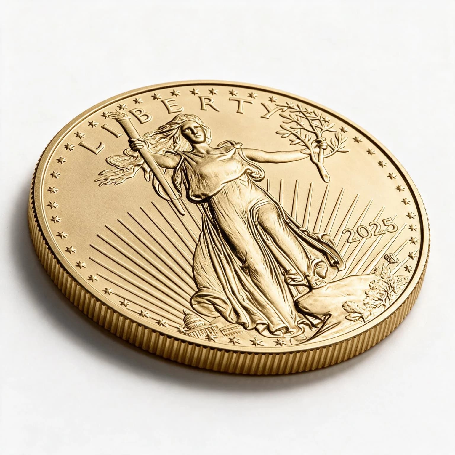 1 oz American Eagle Gold Coin | 2025 — obverse and edge