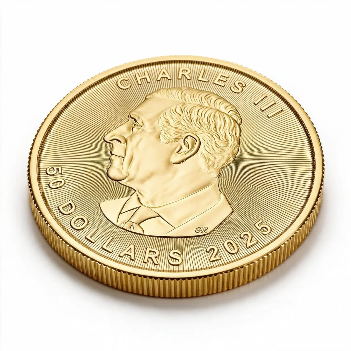 1 oz Maple Leaf kuldmünt | 2025 — obverse and edge
