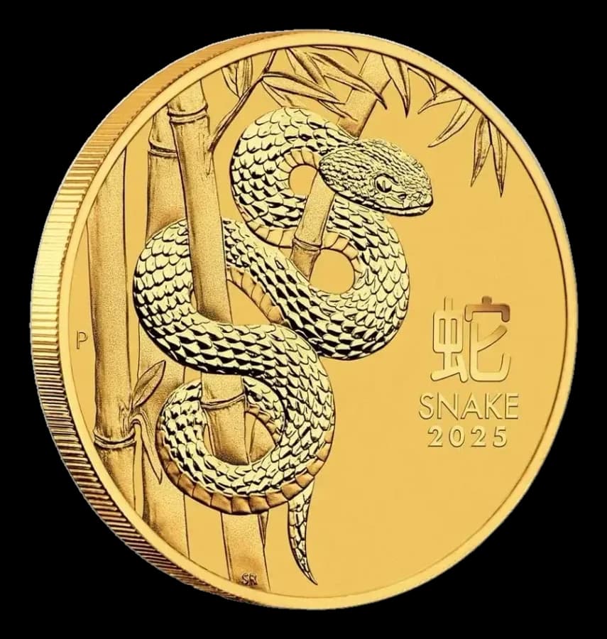 1/20 oz Lunar III Year of the Snake Gold Coin | 2025 — reverse and edge