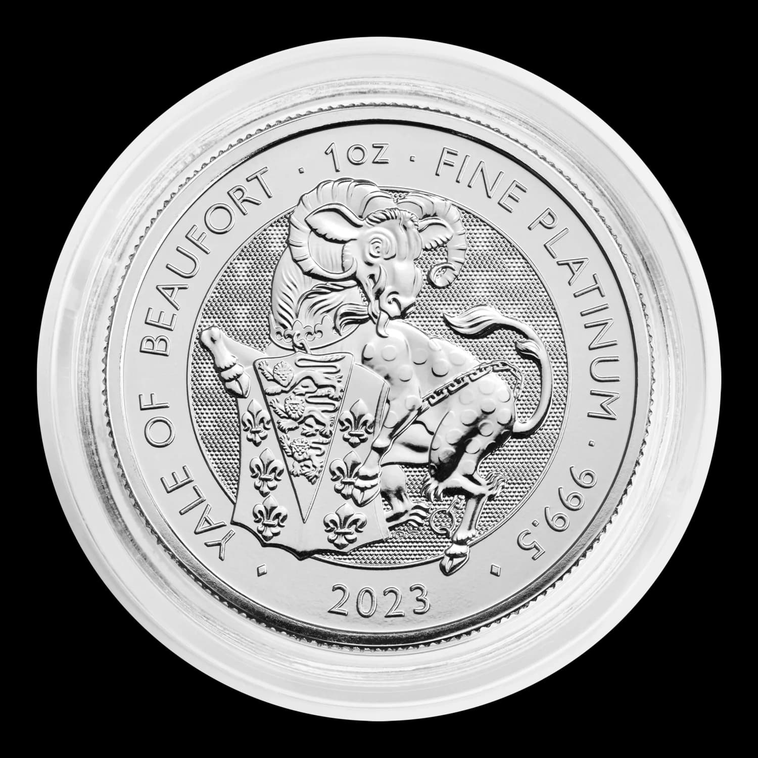 1 oz Royal Tudor Beasts White Yale of Beaufort Platinum Coin | 2023 — packaging